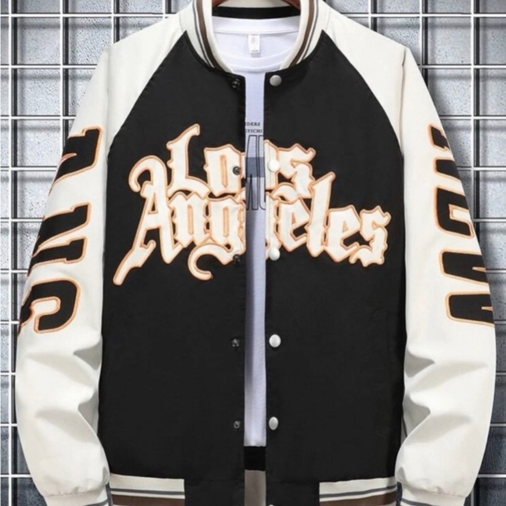 Black and White Los Angeles Varsity Jacket